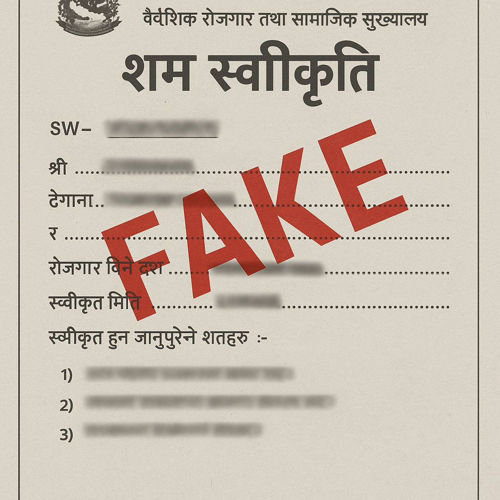 नकली श्रम स्वीकृति को बिगबिगी 