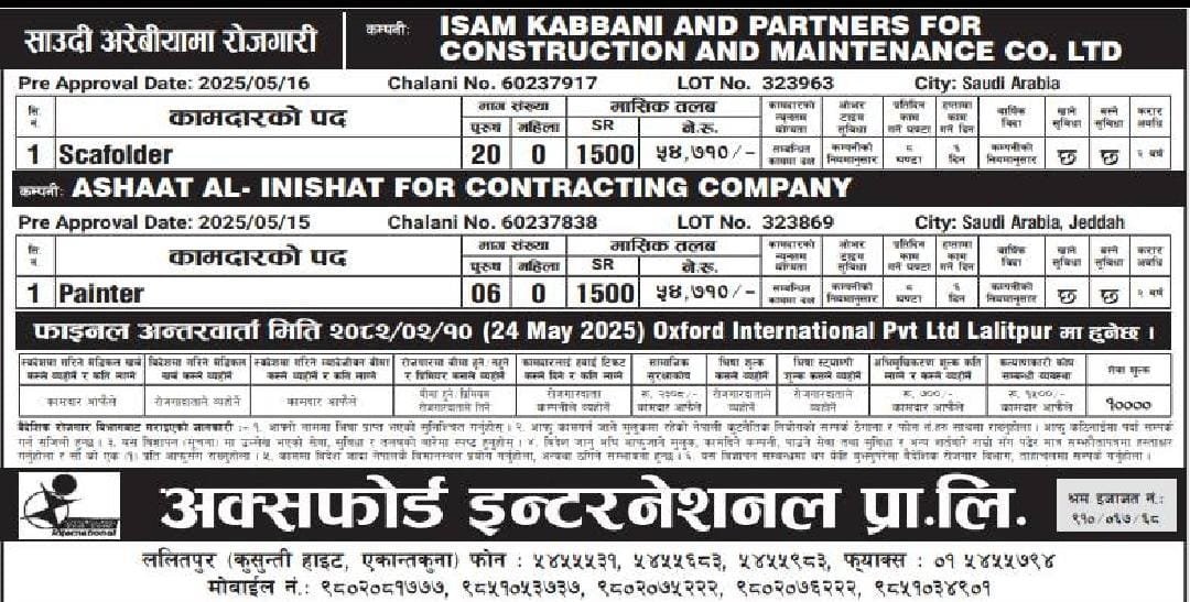 साउदी अरेबियामा रोजगारी